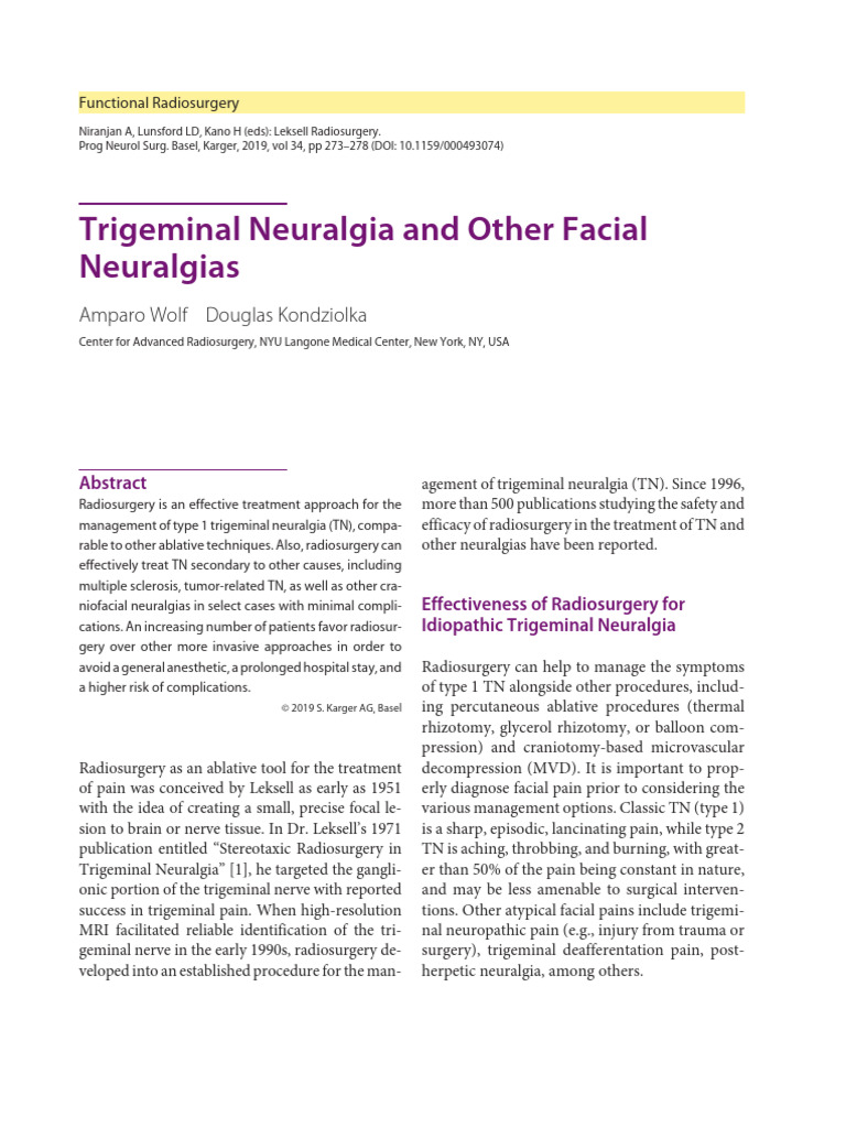 Radiosurgery for Trigeminal Neuralgia | PDF | Radiation Therapy | Pain