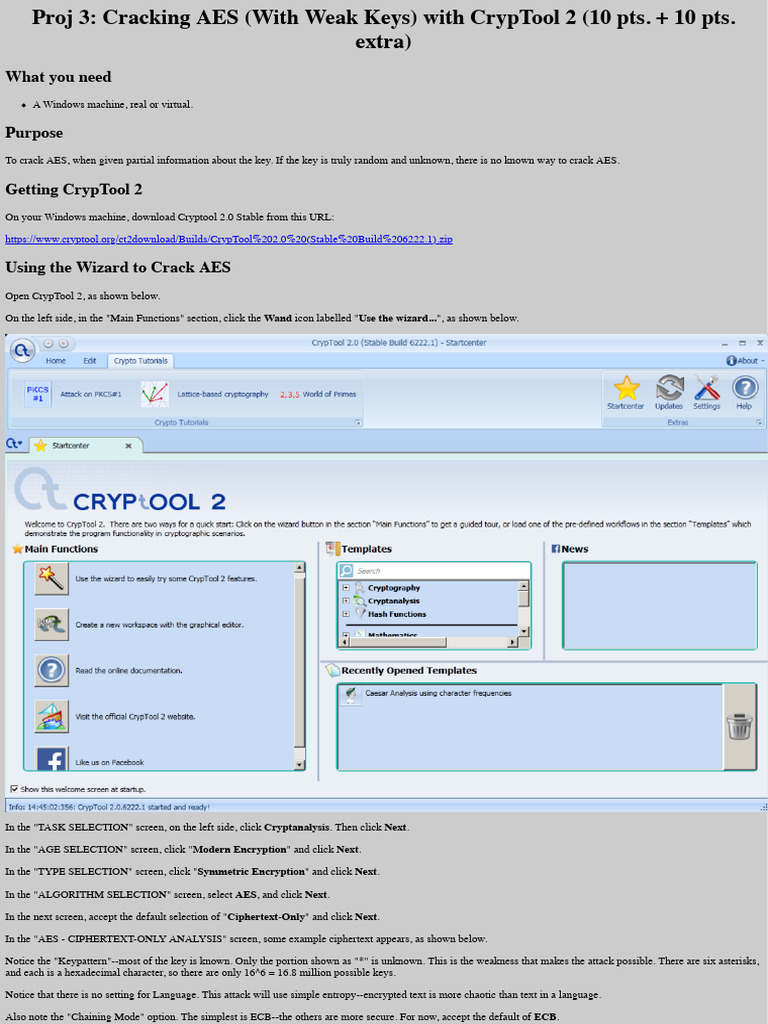 Cracking AES with CrypTool 2 Guide | PDF | Security Engineering | Secrecy
