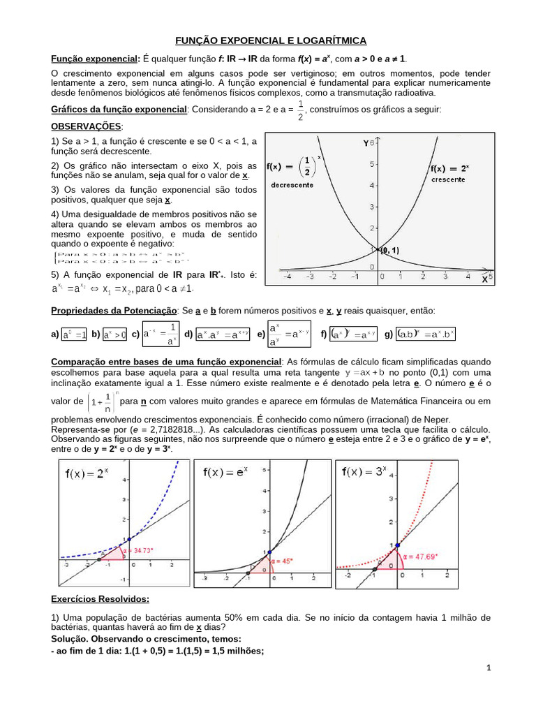 Funções Exponenciais e Logarítmicas | PDF | Logaritmo | Exponenciação