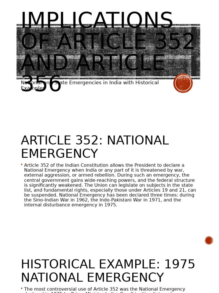 Article 352: National Emergency in India | PDF | State Of Emergency ...