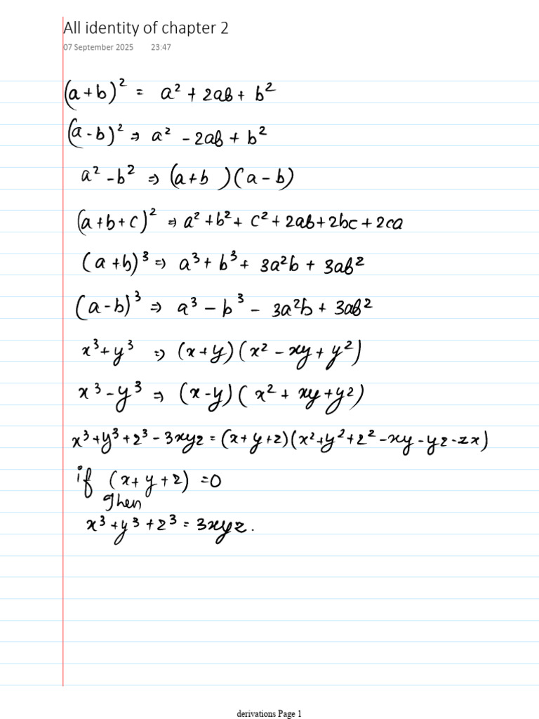 Chapter 2 Class 9 Formulaes | PDF