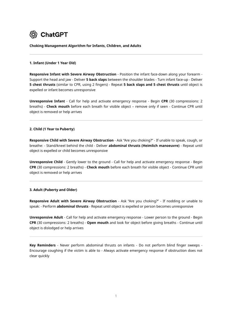 Paediatric Choking Management Guide | PDF