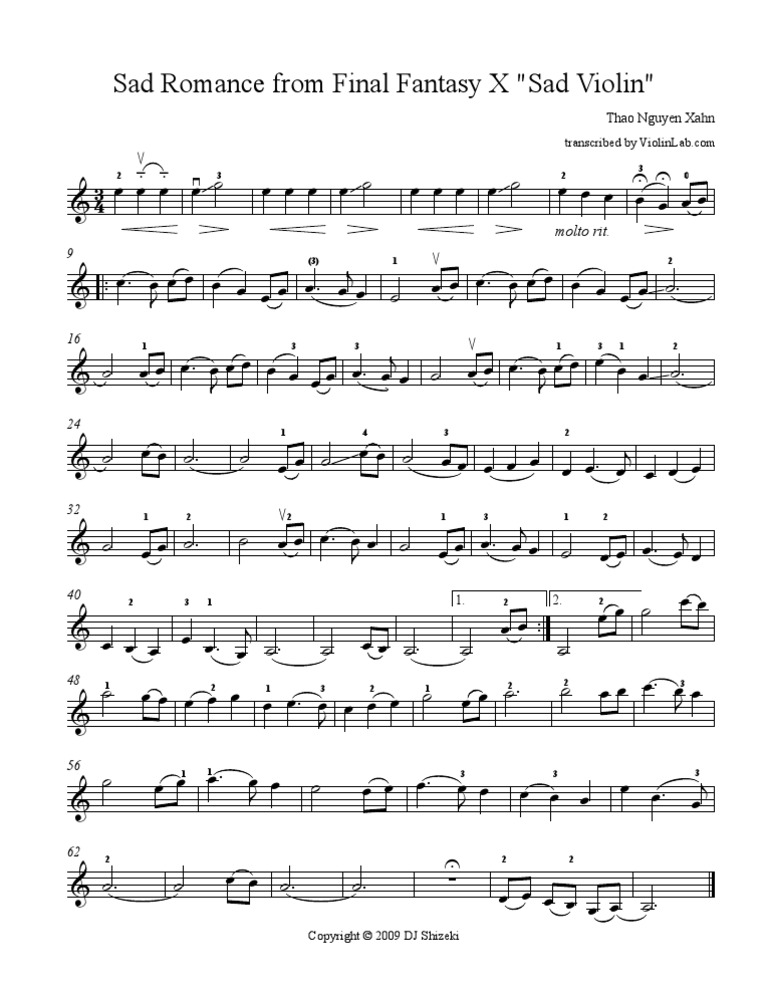 Sad Romance Violin Part