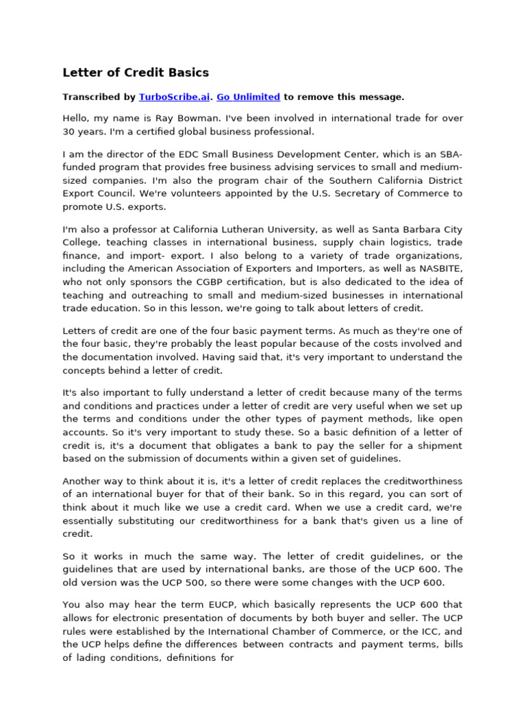 Understanding Letters of Credit | PDF | Letter Of Credit | Business