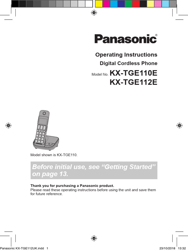 Panasonic KX-TGE110 User Guide | PDF | Battery Charger | Telephone