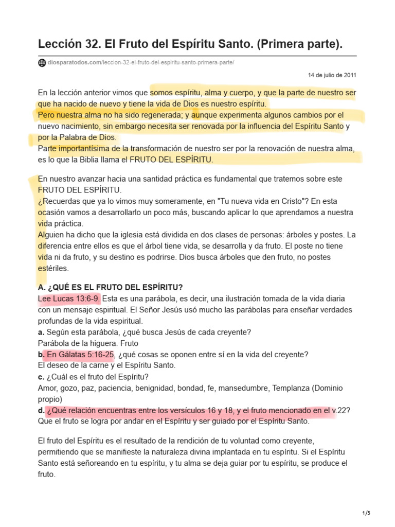 Fruto del Espíritu Santo: Amor y Gozo | PDF | Fruto Del Espiritu Santo ...