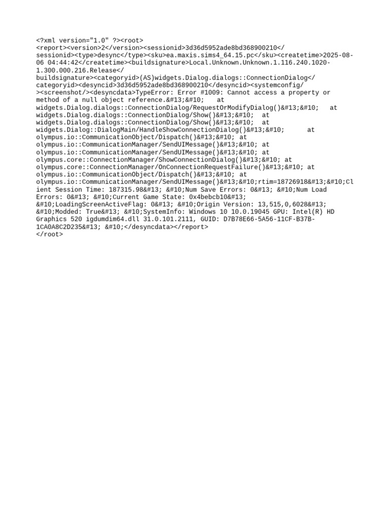 Sims 4 Desync Error Report 2025 | PDF