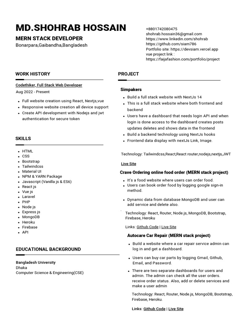 Full Stack Web Development Portfolio | PDF | Java Script | World Wide Web