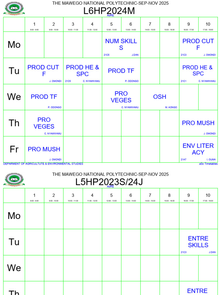AoRE Timetables for Sep-Nov 2025 | PDF | United States Department Of ...