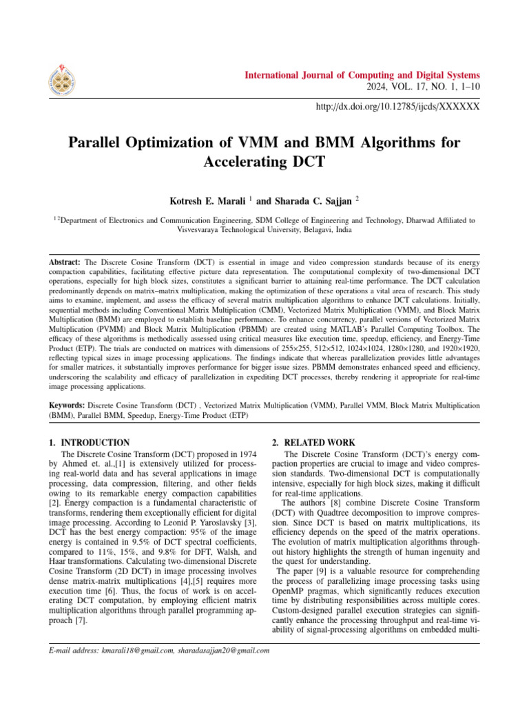 Optimizing DCT with Parallel Matrix Algorithms | PDF | Matrix ...