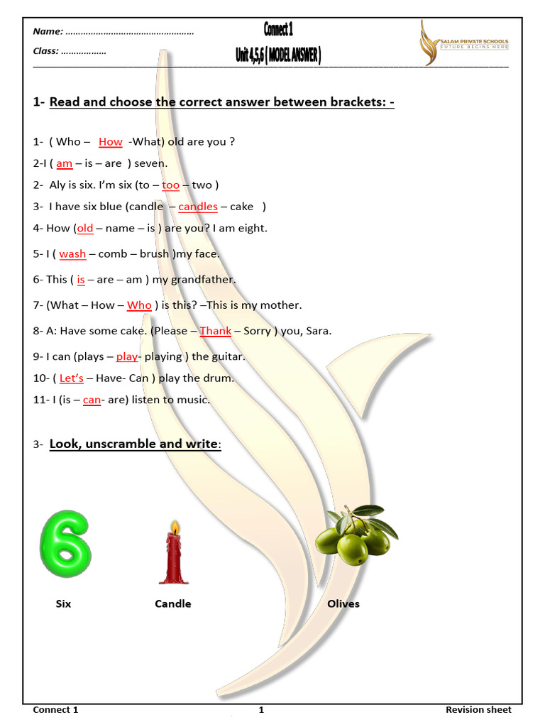 Connect 1 Revision Sheet Activities | PDF