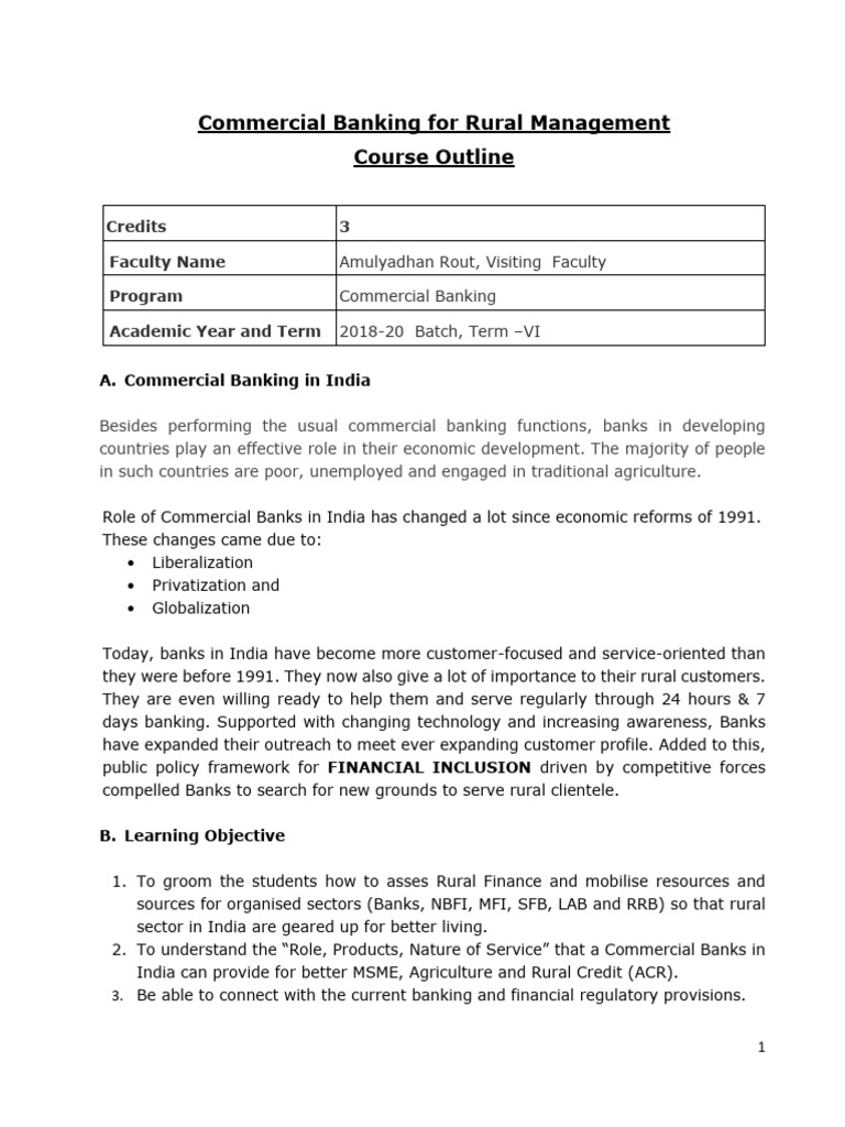 Rural Banking Course Overview | PDF | Banks | Reserve Bank Of India