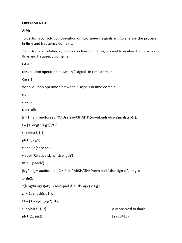 EXPERIMENT 3 dsp lab | PDF | Digital Signal Processing | Fourier Analysis