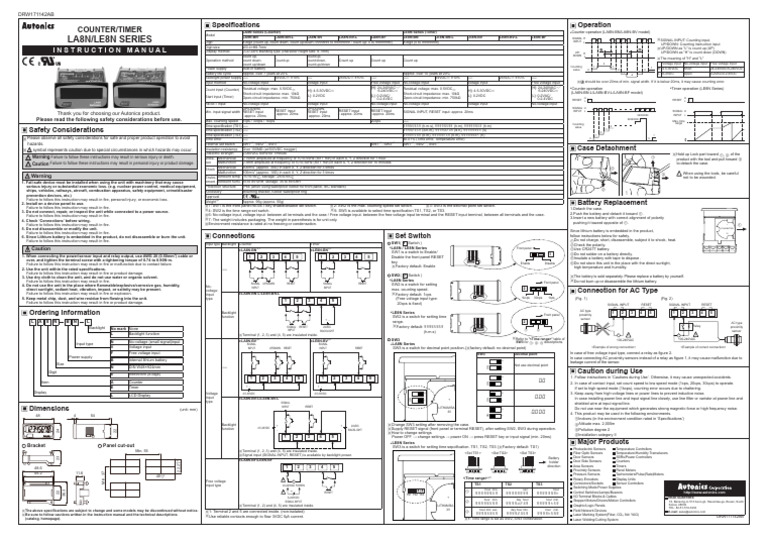 LA8N-BV Counter Timer Specifications | PDF | Switch | Electricity