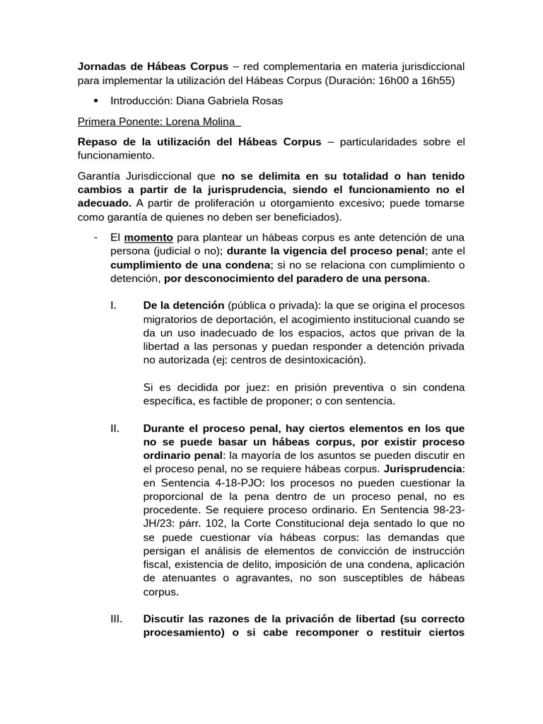 Uso y Proceso del Hábeas Corpus | PDF | Habeas corpus | Mandato