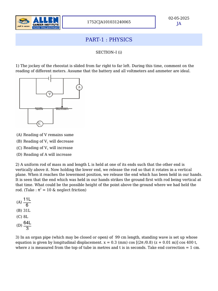 Physics Exam Questions and Concepts | PDF | Electron | Physical Phenomena