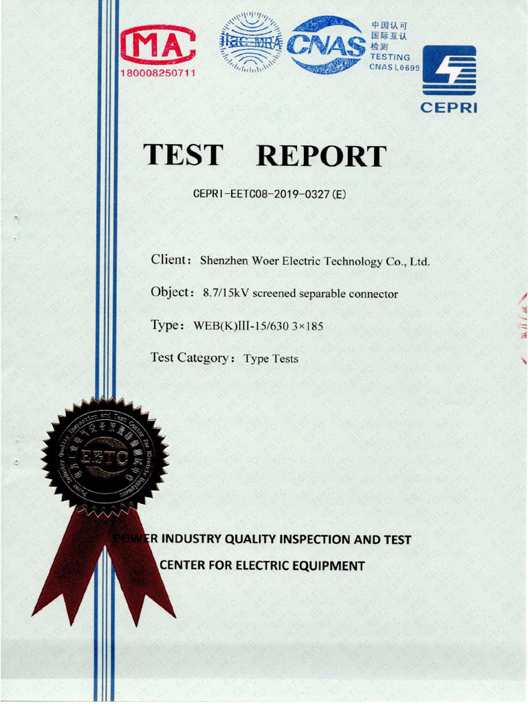 Type Test Report - 15kV Separable Connector | PDF