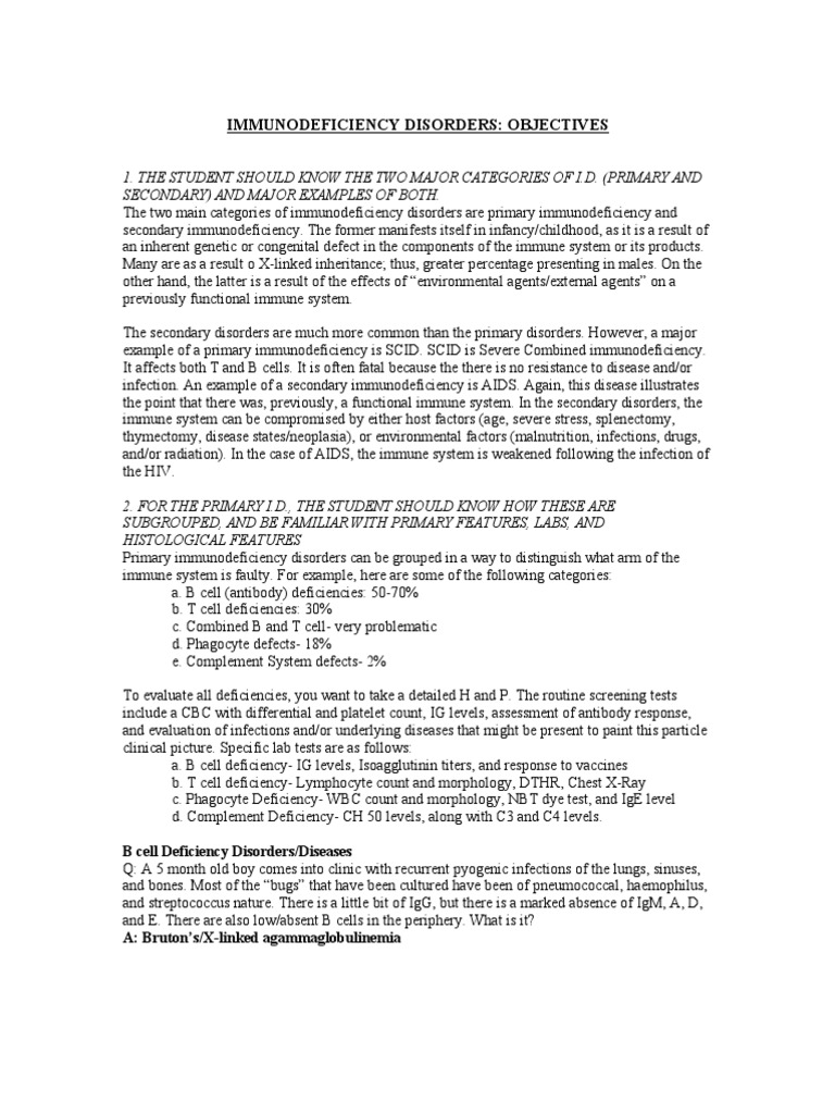 Understanding Immunodeficiency Disorders | PDF | Immunodeficiency | Hiv ...