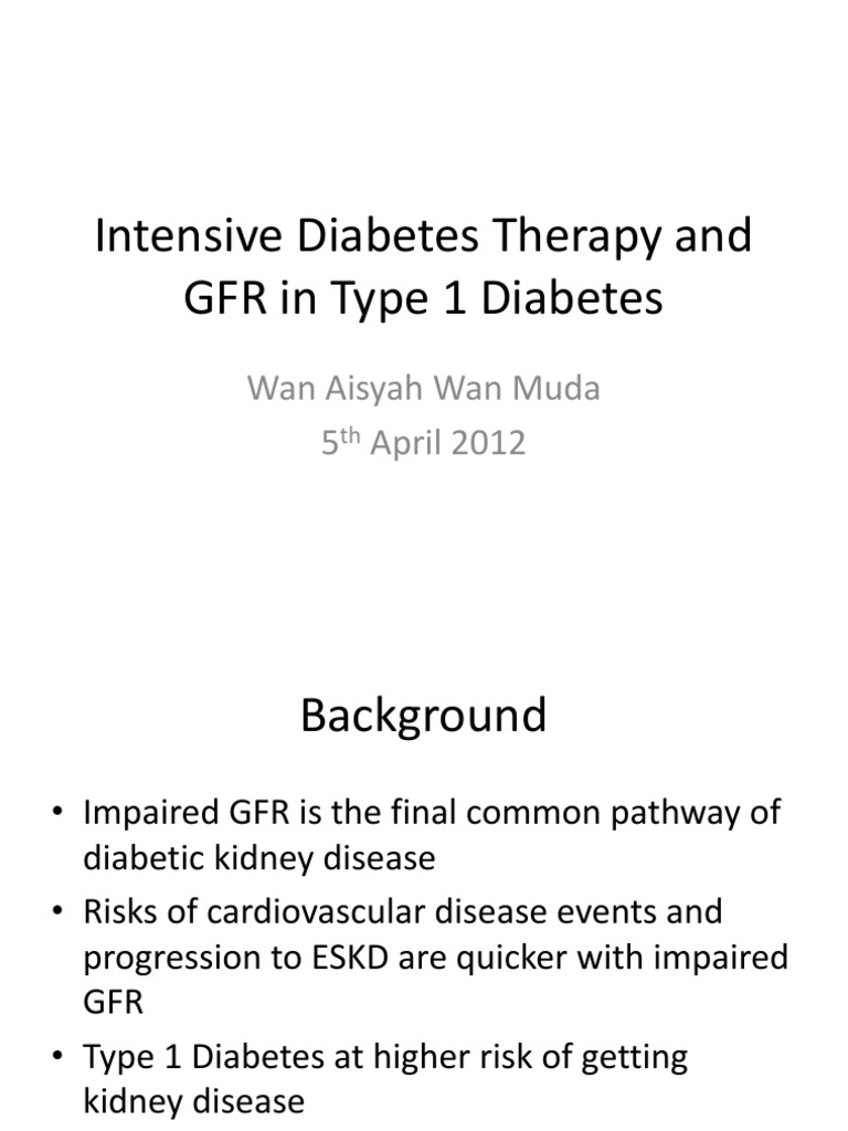 Intensive Diabetes Therapy and GFR in Type 1 PDF Renal Function