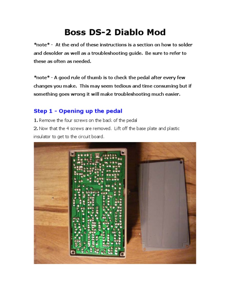 Boss DS-2 Diablo Mod Guide | PDF | Soldering | Electrical Equipment