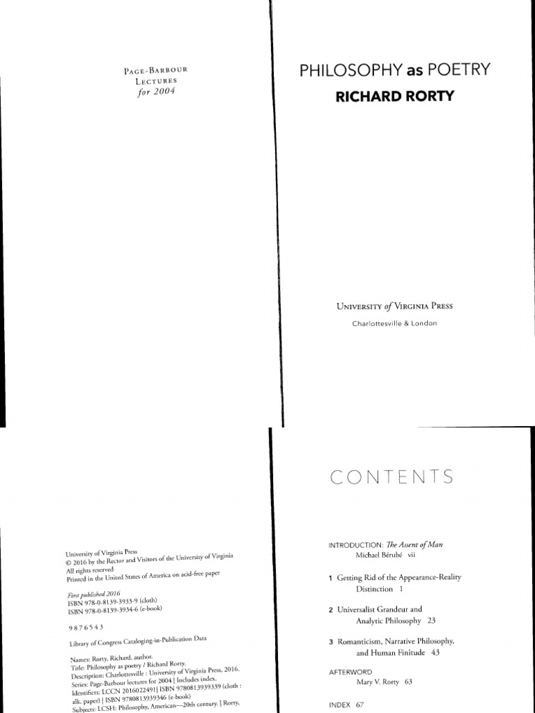 Rorty, Philosophy As Poetry | PDF | Being And Time | Richard Rorty