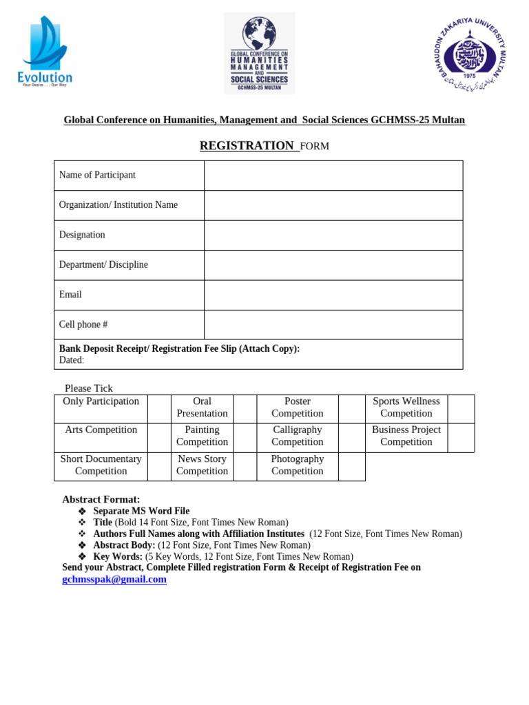 Registration Form GCHMSS-25 | PDF