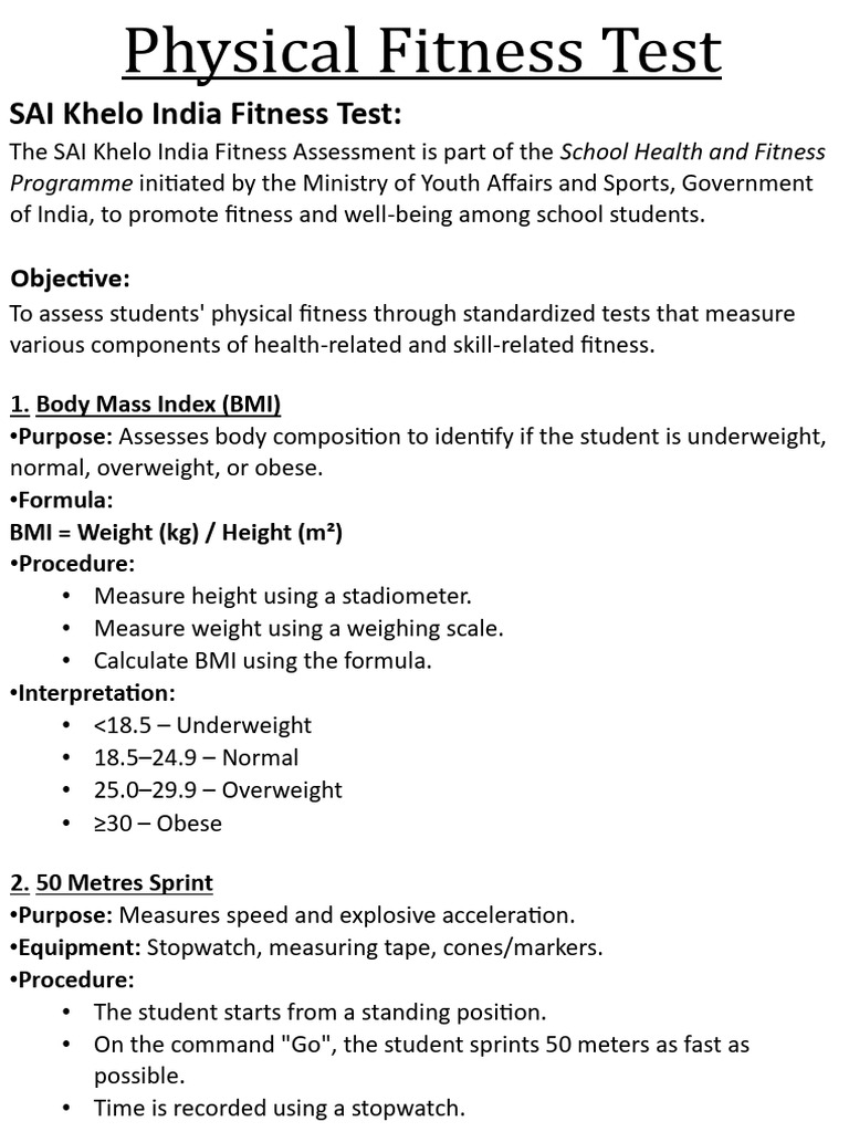 Khelo India Fitness Assessment Guide | PDF | Body Mass Index ...