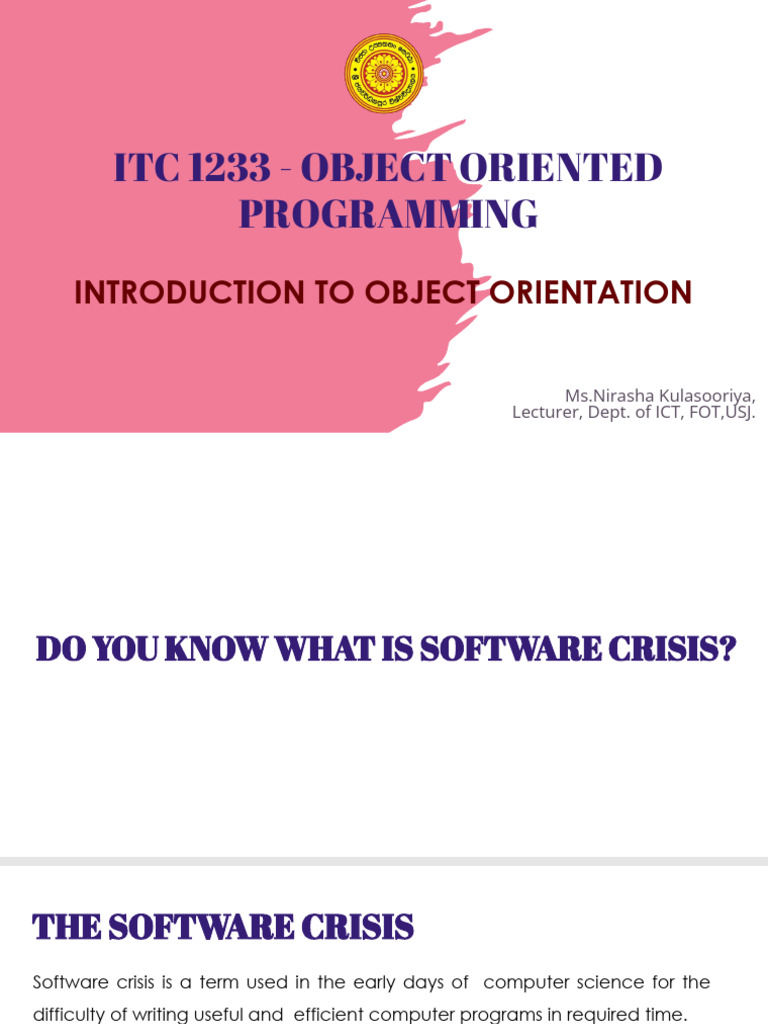 Topic 04 - Introduction To Object Orientation | PDF | Class (Computer ...
