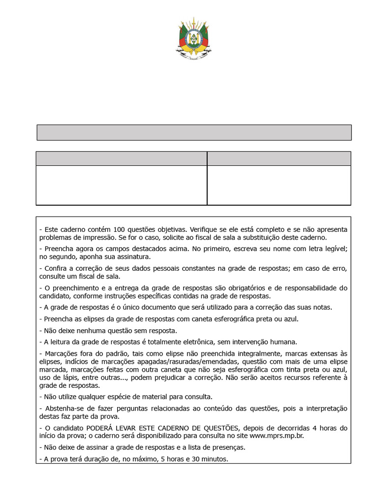 Prova Preambular do 50º Concurso MP-RS | PDF | Constituição | Emenda ...