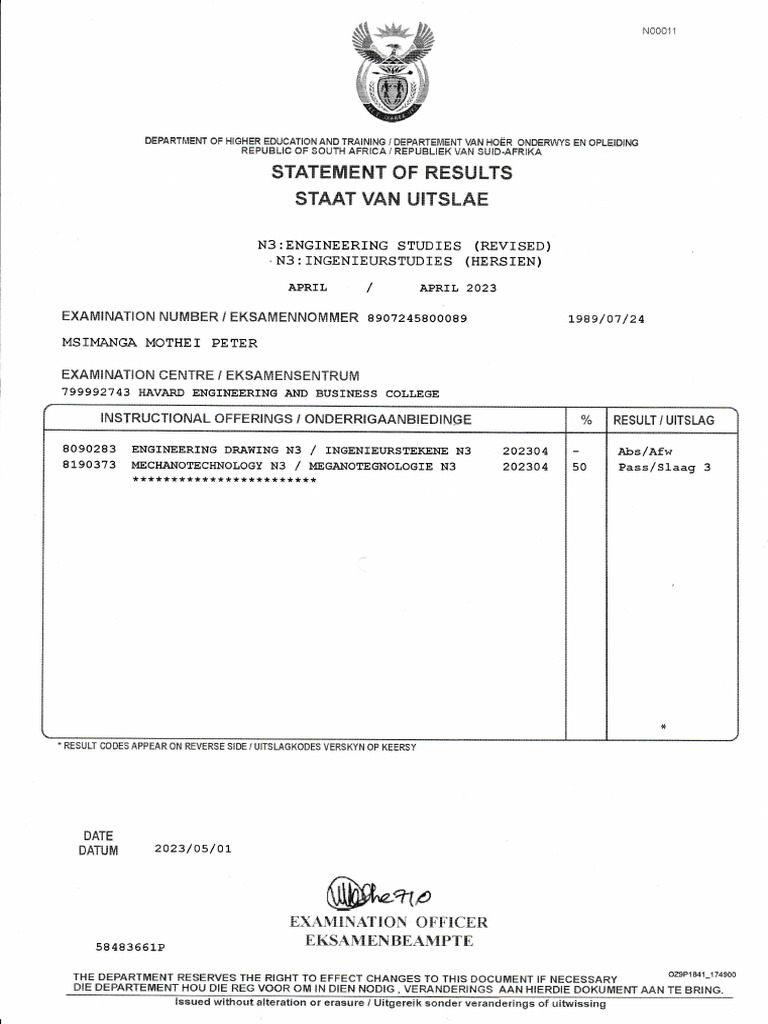 Statement of Results: N2-N6 Engineering | PDF