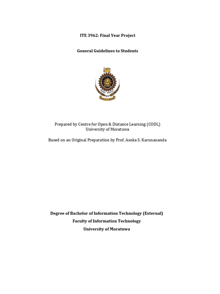 BIT Final Year Project Guidelines | PDF | Thesis | Prototype