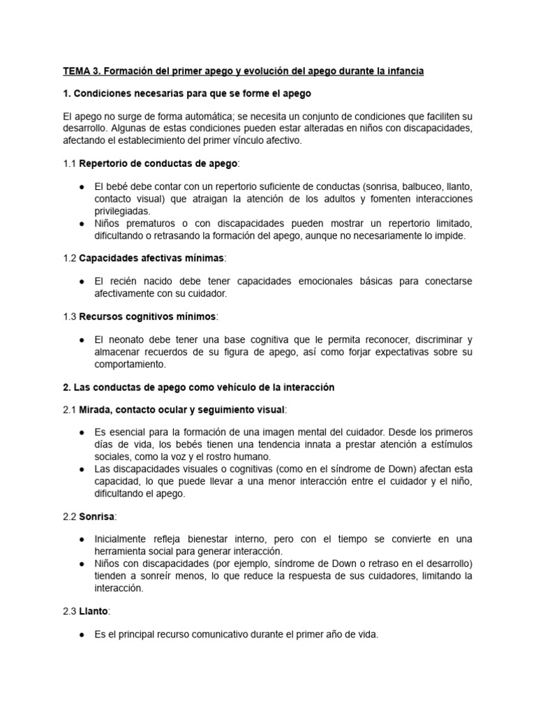 Tama3 Apego Formacion Reducido | PDF | Teoría de apego | Las emociones