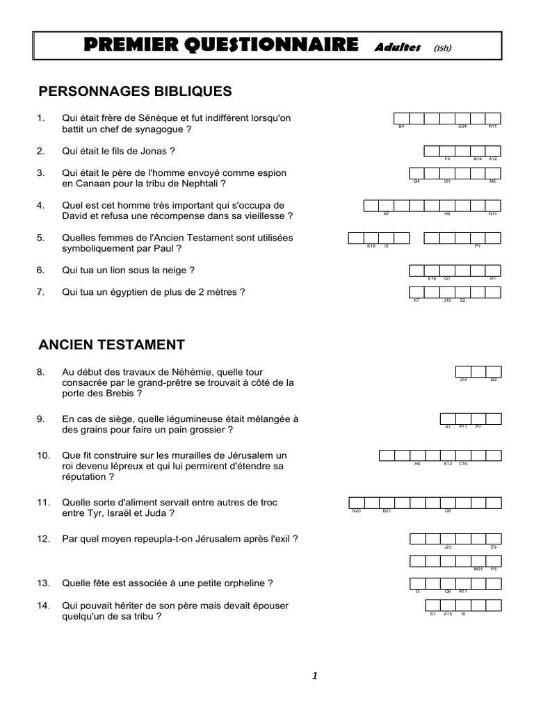 Enigmes Bibliques pour Adultes | PDF | Contenu de la Bible | Personnage ...