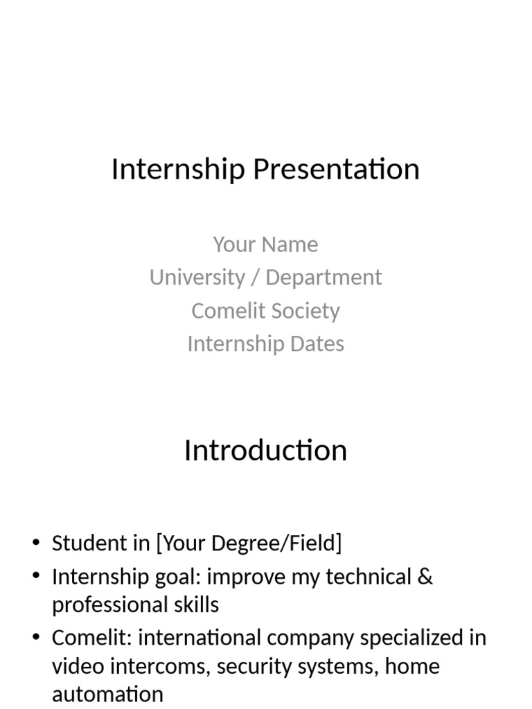 Comelit Internship Experience Overview | PDF