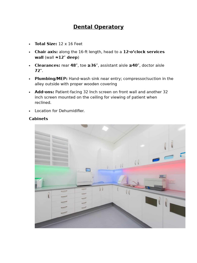 Dental Operatory Design Specifications | PDF | Sink