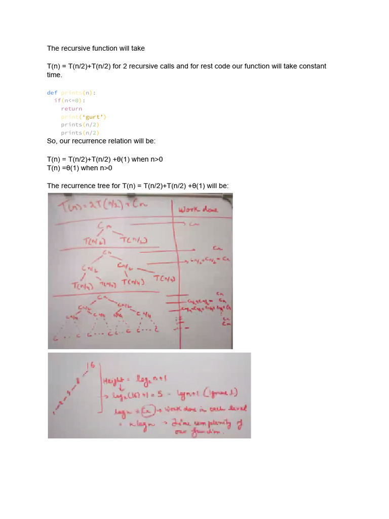 Analyzing Recursive Function T(n) | PDF