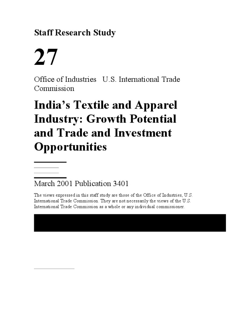 Staff Research Study PDF Competitiveness Economy Of India