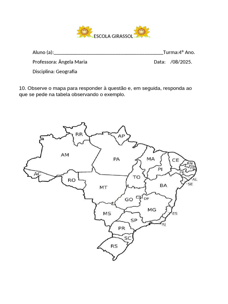 Geografia: Mapa das Unidades Federativas | PDF