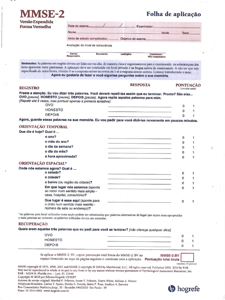 MMSE2 Vermelho | PDF
