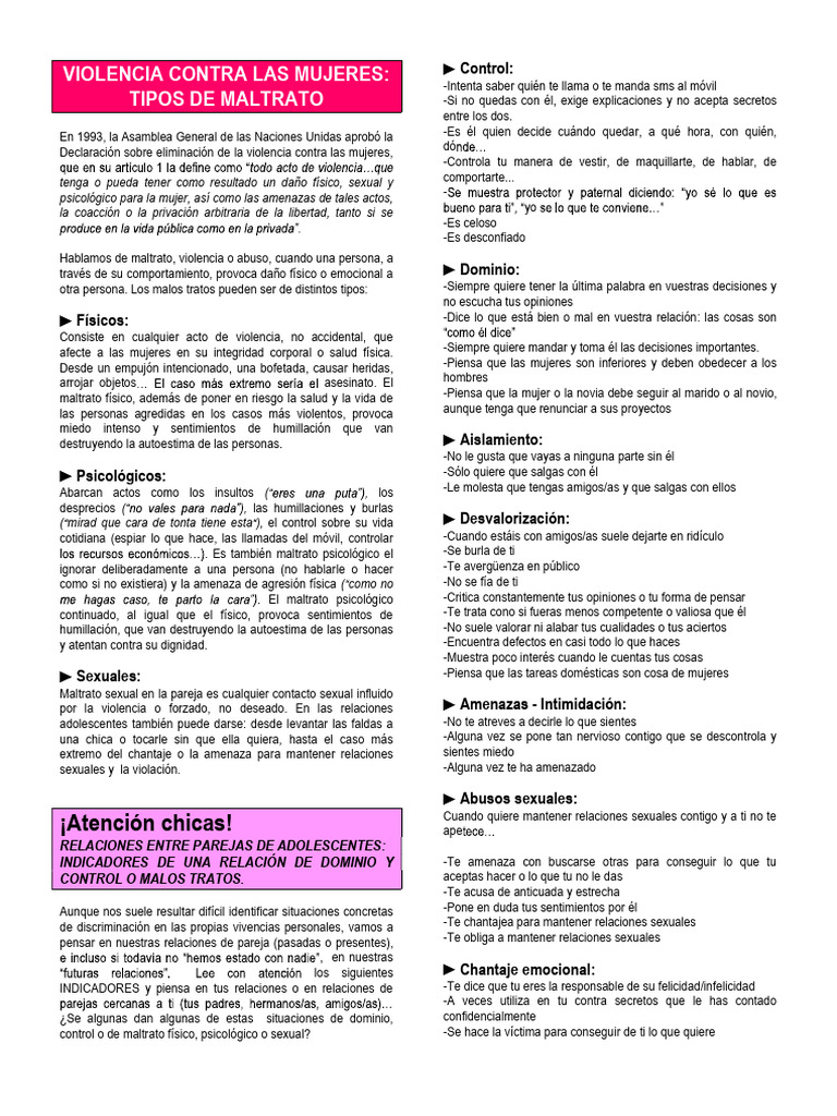Tipos de Maltrato a Mujeres | PDF | Violencia | Abuso infantil