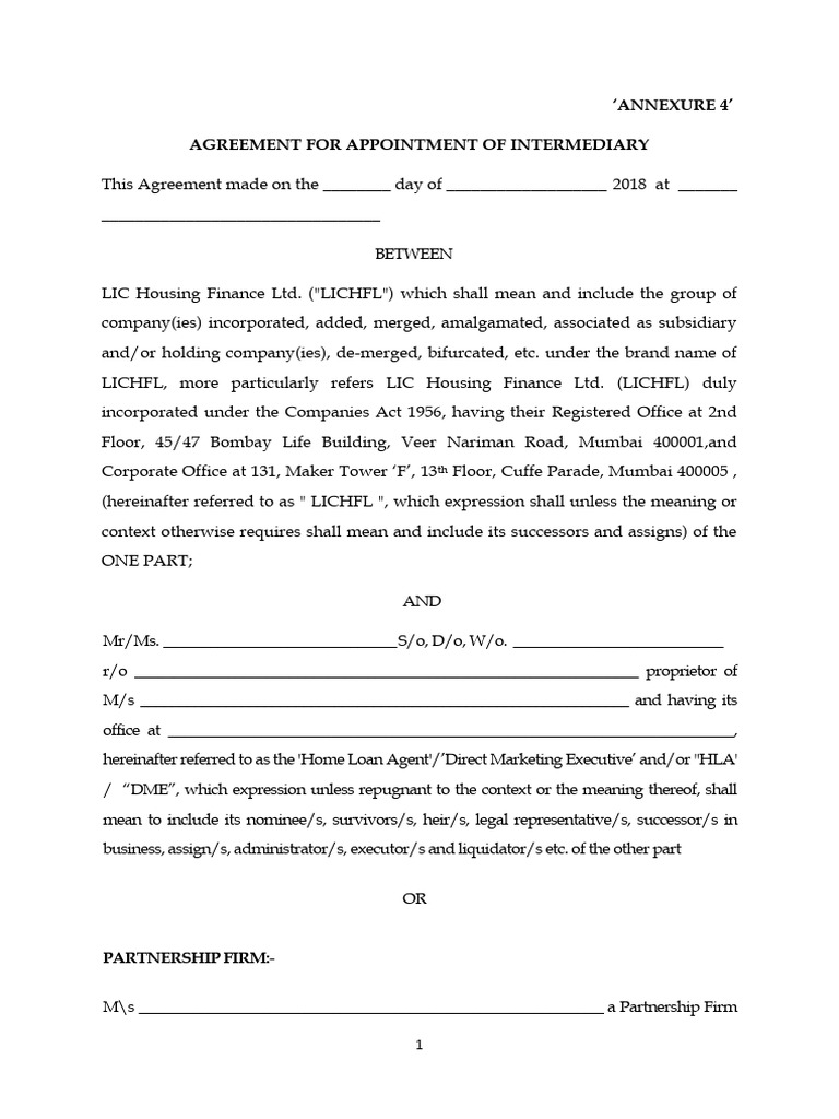 Annexure 4 - Agents Contract Agreement | PDF | Indemnity | Arbitration