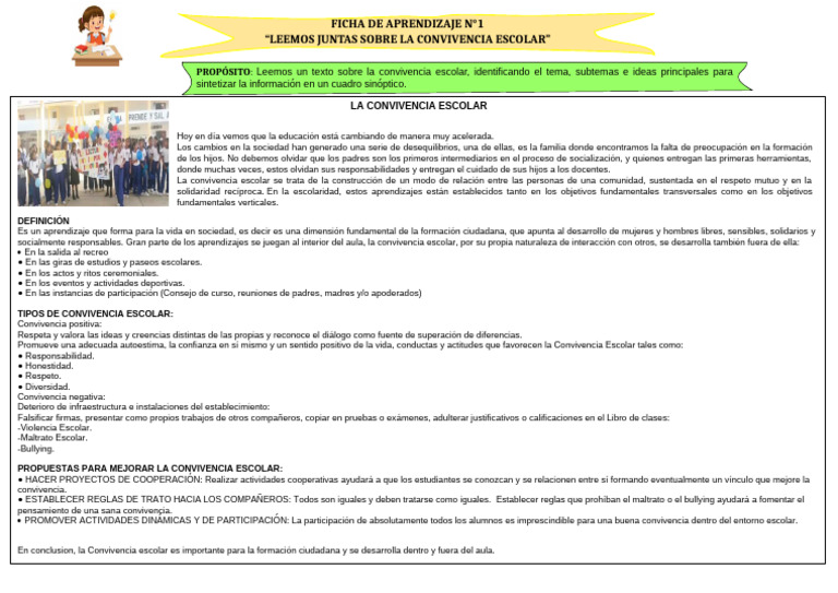 Mejora de la Convivencia Escolar | PDF | Cognición | Aprendizaje