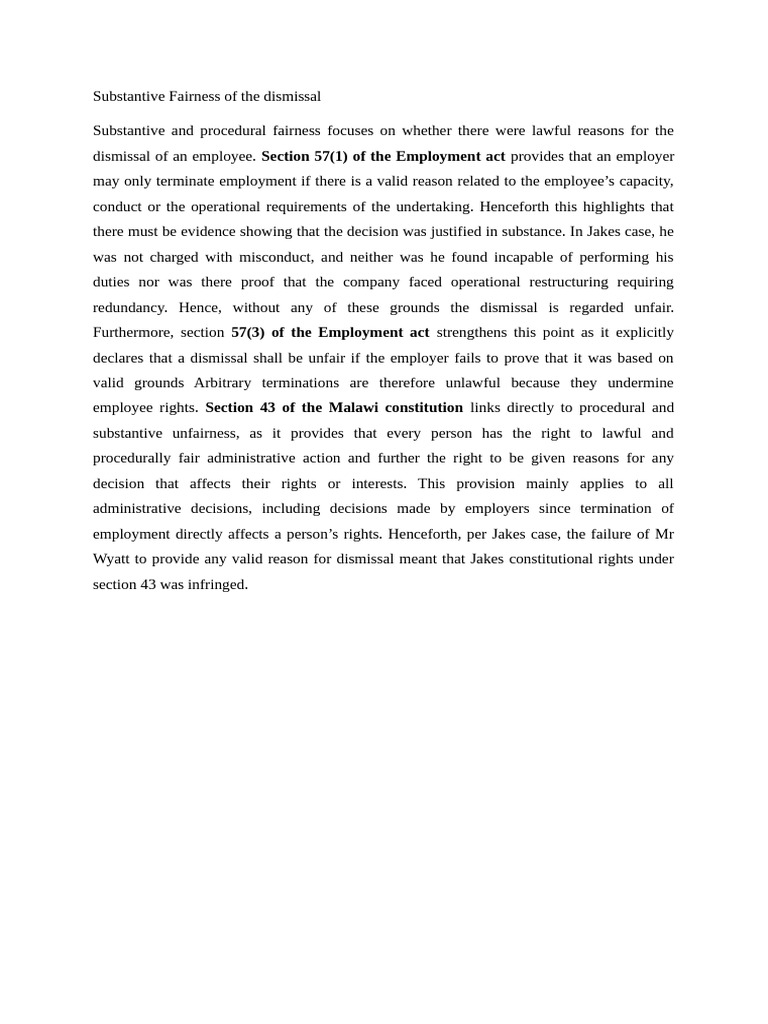 Substantive Fairness of The Dismissal | PDF