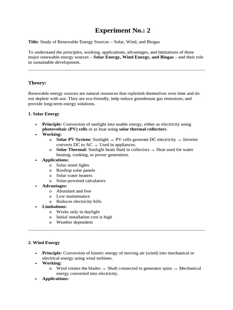 Renewable Energy Sources Overview | PDF | Solar Power | Biogas