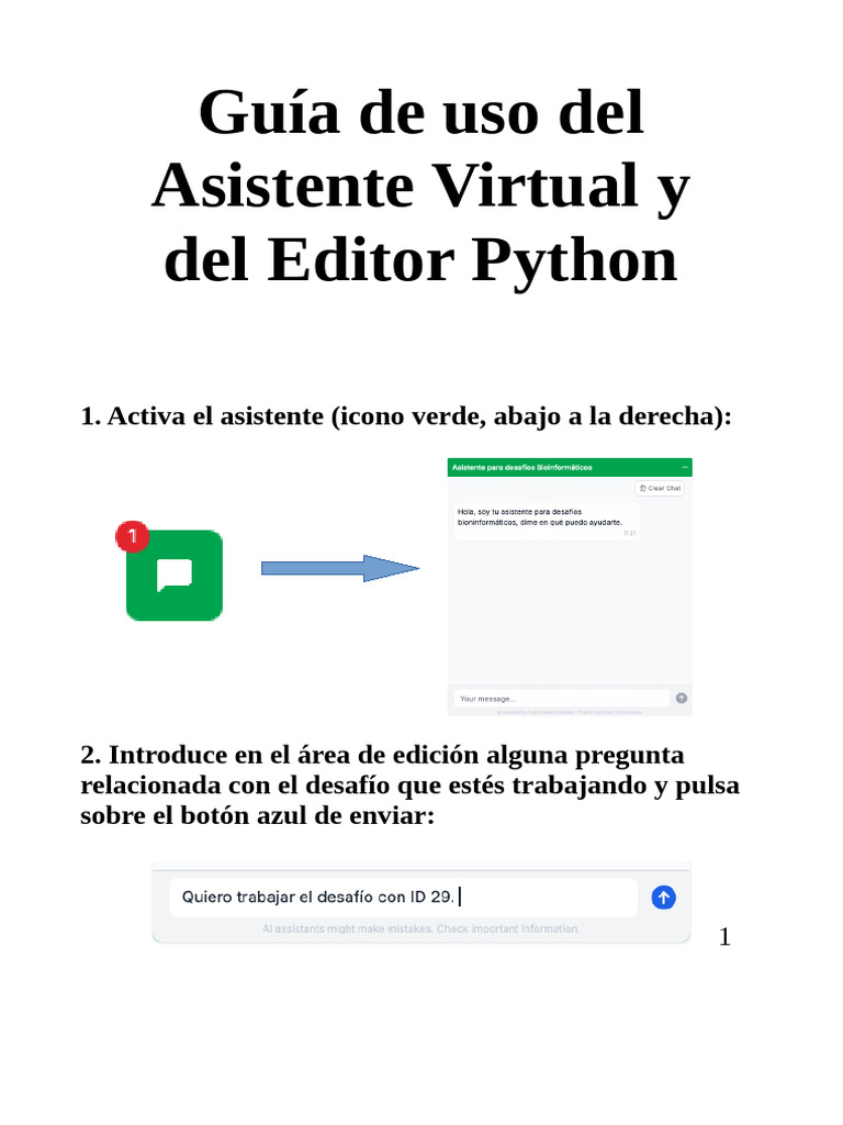 Guía del Asistente Virtual y Editor Python | PDF