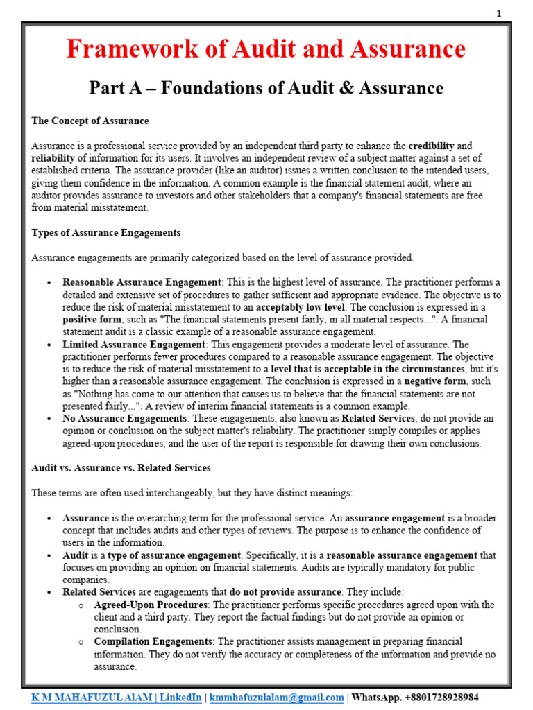 Audit and Assurance Framework Overview | PDF | Audit | Internal Control