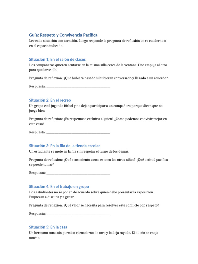 Guía de Respeto y Convivencia Pacífica | PDF
