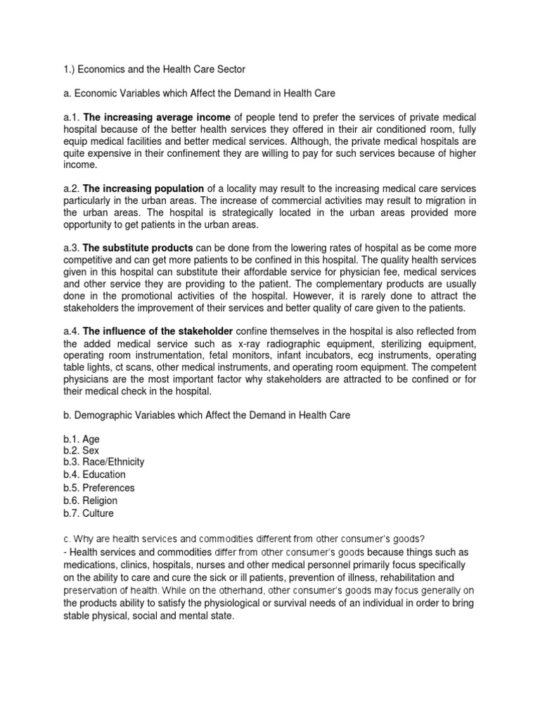 HEalth Economics PDF Labour Economics Health Care