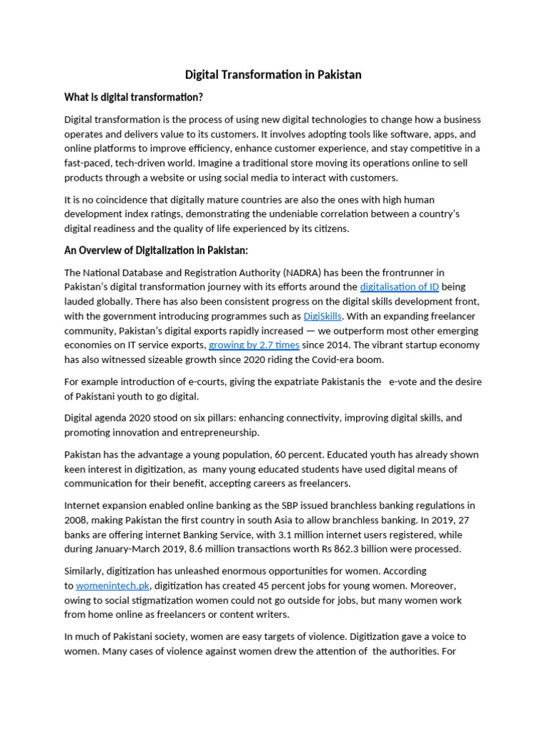 Digital Transformation in Pakistan: Challenges & Opportunities | PDF ...
