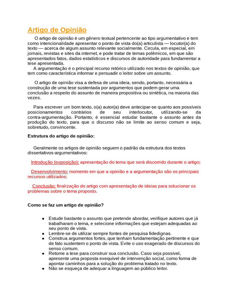 Como Escrever um Artigo de Opinião | PDF